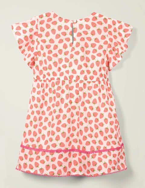 Fröhlicher Kaftan Mit Druckmuster - Weiß/Rosa, Erdbeeren Fröhlicher Kaftan Mit Druckmuster - Weiß/Rosa, Erdbeeren