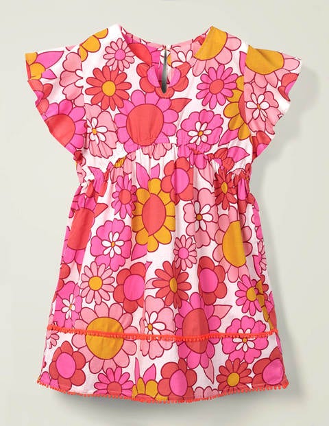 Fröhlicher Kaftan Mit Druckmuster - Helles Pink, Sechziger-Blumenmuster Fröhlicher Kaftan Mit Druckmuster - Helles Pink, Sechziger-Blumenmuster