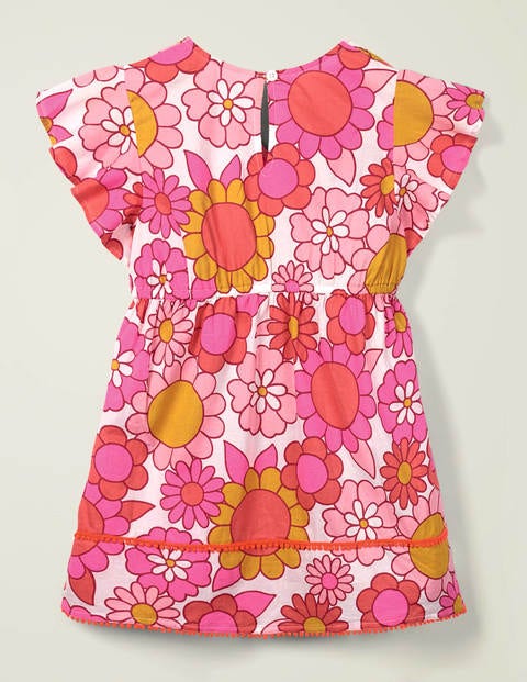 Fröhlicher Kaftan Mit Druckmuster - Helles Pink, Sechziger-Blumenmuster Fröhlicher Kaftan Mit Druckmuster - Helles Pink, Sechziger-Blumenmuster