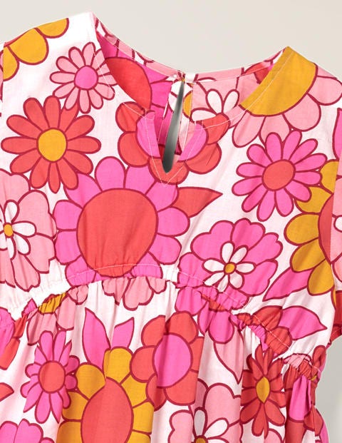 Fröhlicher Kaftan Mit Druckmuster - Helles Pink, Sechziger-Blumenmuster Fröhlicher Kaftan Mit Druckmuster - Helles Pink, Sechziger-Blumenmuster