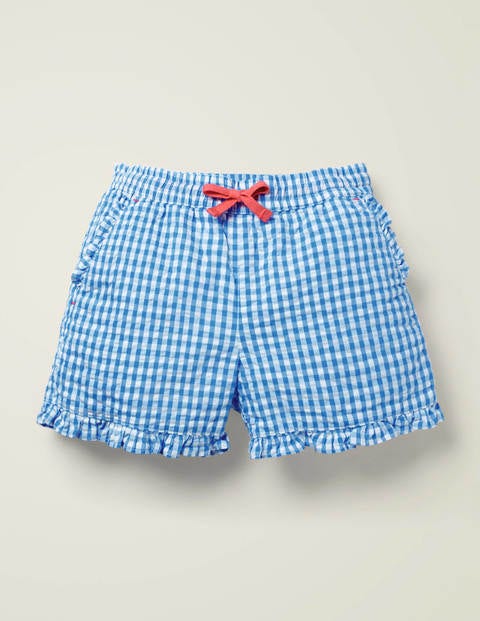 Frill Hem Shorts - Bold Blue Gingham Frill Hem Shorts - Bold Blue Gingham