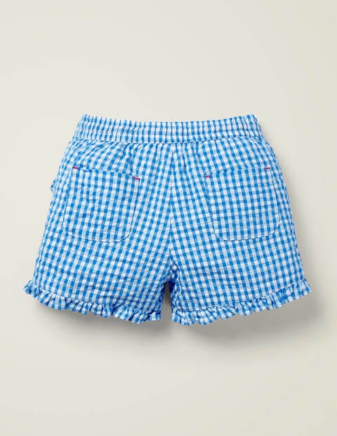 Frill Hem Shorts - Bold Blue Gingham Frill Hem Shorts - Bold Blue Gingham