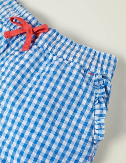 Frill Hem Shorts - Bold Blue Gingham Frill Hem Shorts - Bold Blue Gingham