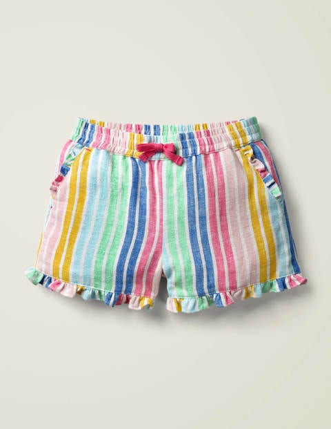 Frill Hem Shorts - Multi Stripe Frill Hem Shorts - Multi Stripe
