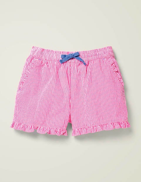 Frill Hem Shorts - Bright Camellia Pink Stripe Frill Hem Shorts - Bright Camellia Pink Stripe