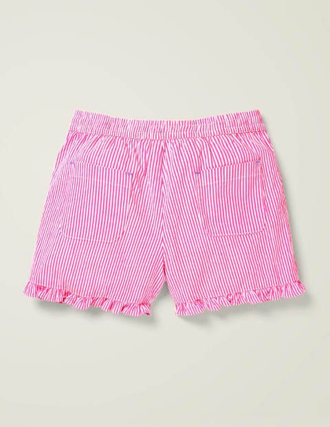 Frill Hem Shorts - Bright Camellia Pink Stripe Frill Hem Shorts - Bright Camellia Pink Stripe