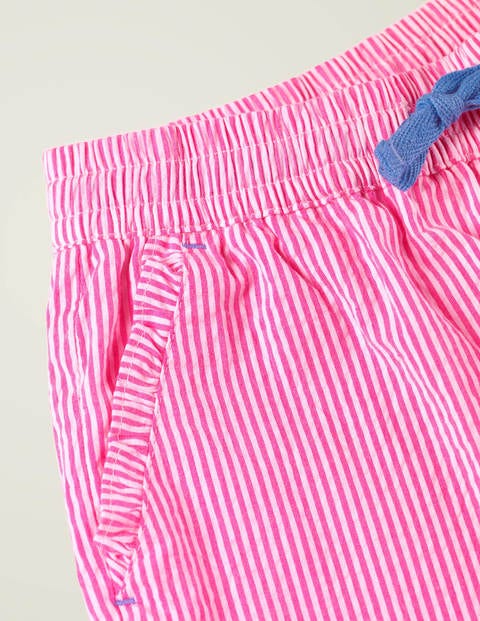 Frill Hem Shorts - Bright Camellia Pink Stripe Frill Hem Shorts - Bright Camellia Pink Stripe