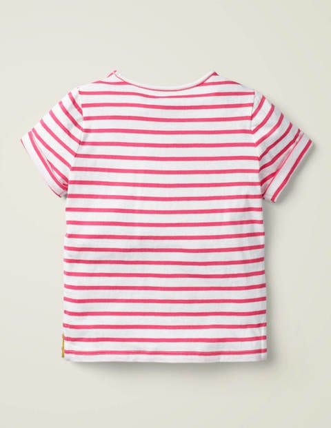 Stripy Embroidered T-Shirt - White/Camellia Pink Strawberry Stripy Embroidered T-Shirt - White/Camellia Pink Strawberry