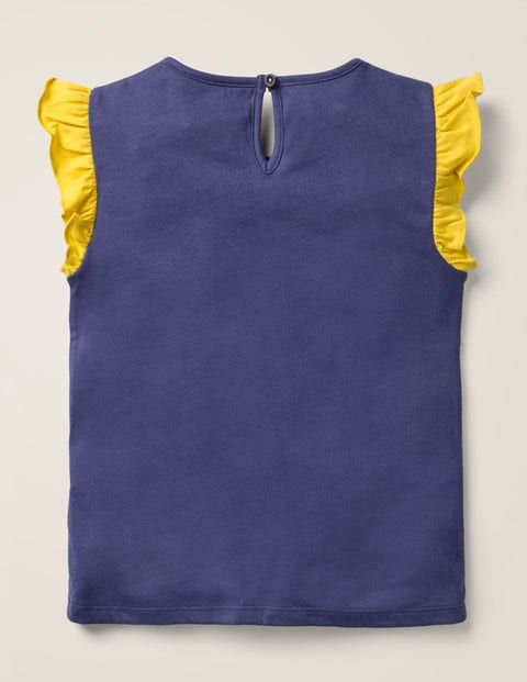 T-Shirt Mit Flatterapplikation - Indigoblau, Vögel T-Shirt Mit Flatterapplikation - Indigoblau, Vögel