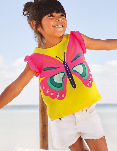 Flutter Appliqué T-Shirt - Lemon Zest Yellow Butterfly Flutter Appliqué T-Shirt - Lemon Zest Yellow Butterfly