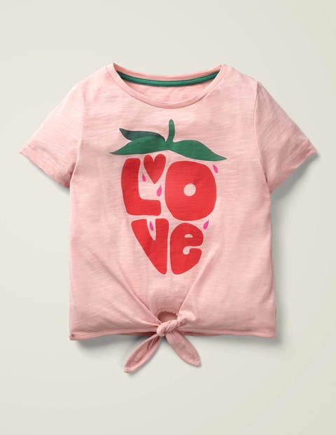 Tie-Front Retro T-Shirt - Boto Pink Love Strawberry Tie-Front Retro T-Shirt - Boto Pink Love Strawberry