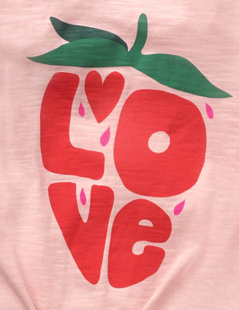 Tie-Front Retro T-Shirt - Boto Pink Love Strawberry Tie-Front Retro T-Shirt - Boto Pink Love Strawberry
