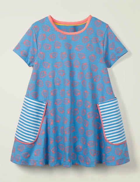Short-sleeved Printed Tunic - Surfboard Blue Strawberries Short-sleeved Printed Tunic - Surfboard Blue Strawberries