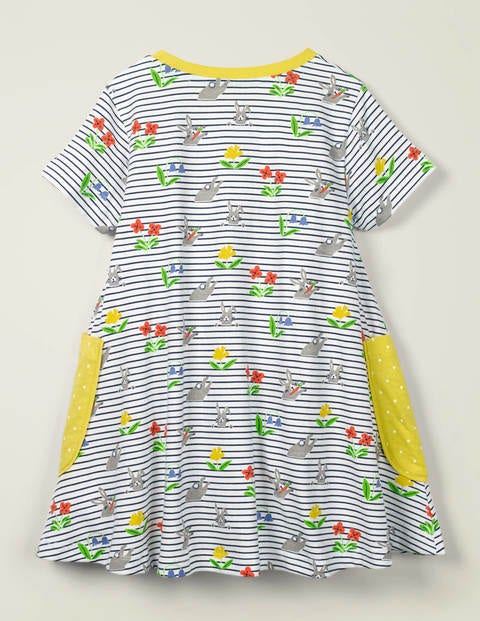 Short-Sleeved Printed Tunic - White/College Navy Bunny Short-Sleeved Printed Tunic - White/College Navy Bunny