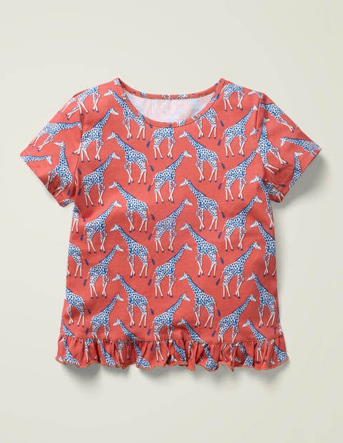 Ruffle Print Top - Peach Melba Giraffe Geo Ruffle Print Top - Peach Melba Giraffe Geo