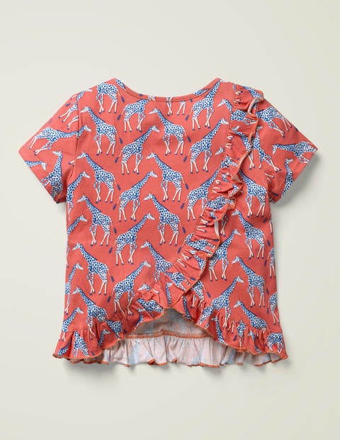 Ruffle Print Top - Peach Melba Giraffe Geo Ruffle Print Top - Peach Melba Giraffe Geo