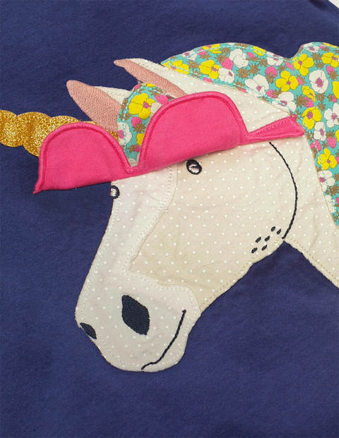 T-Shirt Mit Aufklappbaren Elementen - Indigoblau, Einhorn T-Shirt Mit Aufklappbaren Elementen - Indigoblau, Einhorn