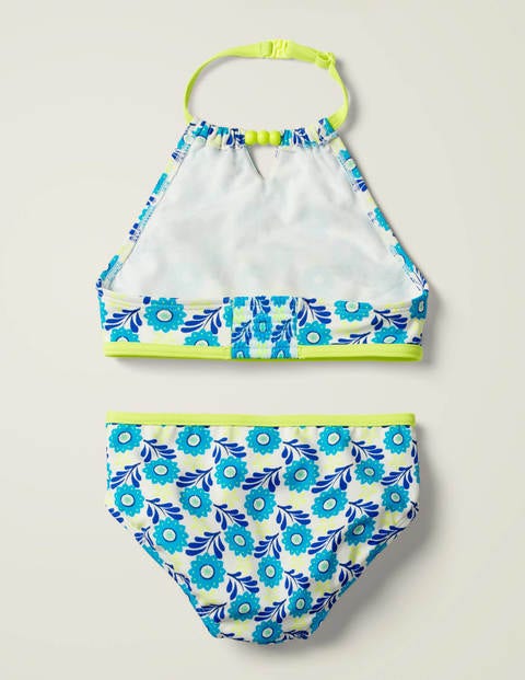 Florales Bikiniset - Wasserblau, Tropenstreifen Florales Bikiniset - Wasserblau, Tropenstreifen