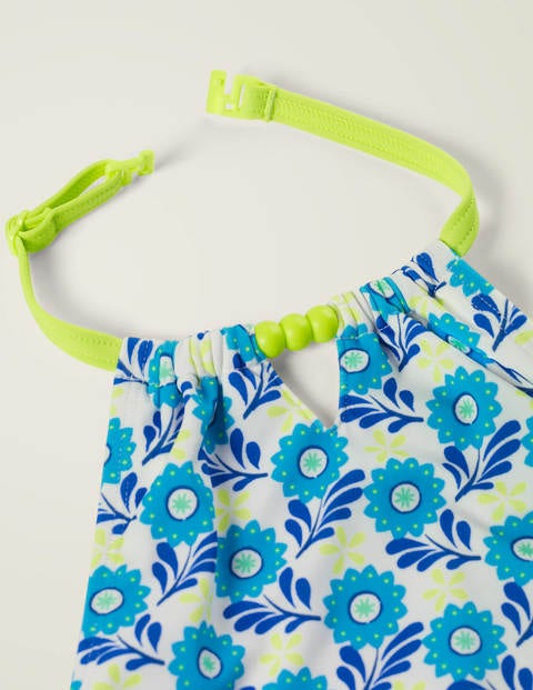 Florales Bikiniset - Wasserblau, Tropenstreifen Florales Bikiniset - Wasserblau, Tropenstreifen