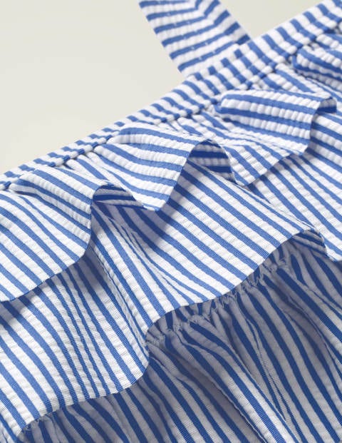 Bikiniset mit Rüschen - Naturweiß/Skipper-Blau, Seersucker Bikiniset mit Rüschen - Naturweiß/Skipper-Blau, Seersucker
