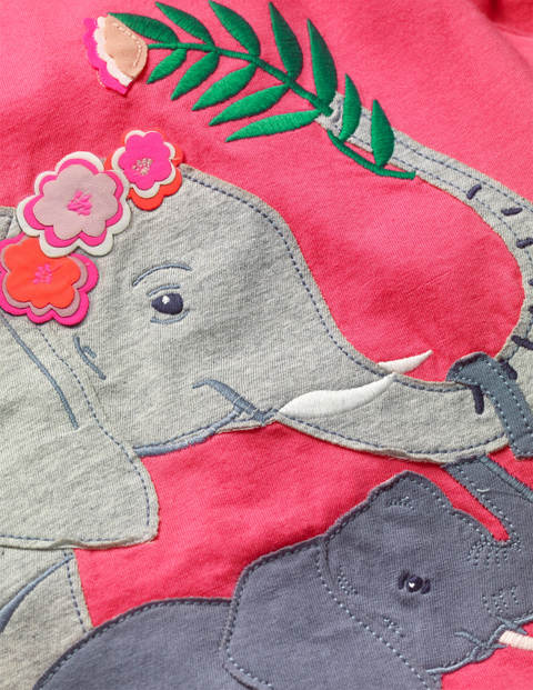 T-Shirt Mit Safari-Applikation - Knalliges Stiefmütterchenrosa, Elefanten T-Shirt Mit Safari-Applikation - Knalliges Stiefmütterchenrosa, Elefanten