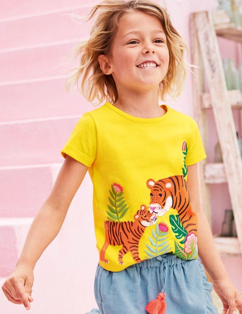 Safari Appliqué T-Shirt - Lemon Zest Yellow Tigers Safari Appliqué T-Shirt - Lemon Zest Yellow Tigers