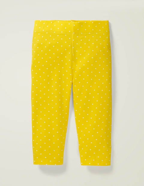 Fun Cropped Leggings - Lemon Yellow Pin Spot