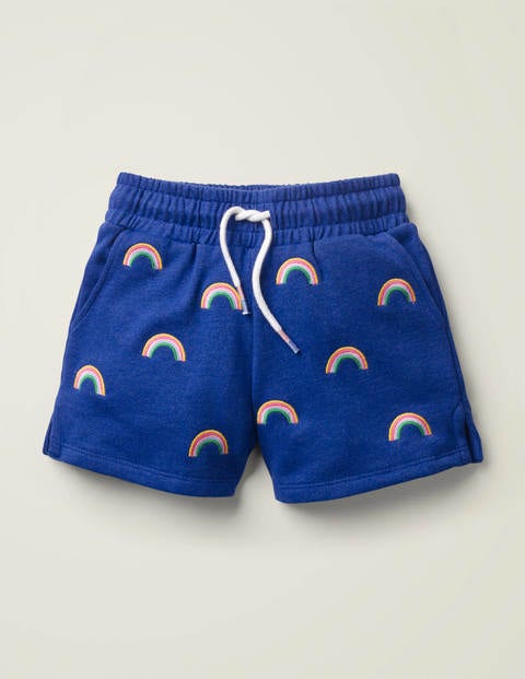 Jersey Embroidered Shorts - Bright Blue Rainbows