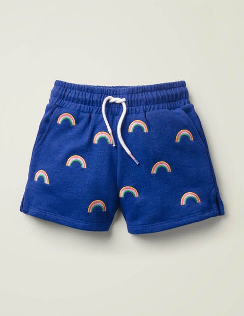 Jersey Embroidered Shorts - Bright Blue Rainbows Jersey Embroidered Shorts - Bright Blue Rainbows