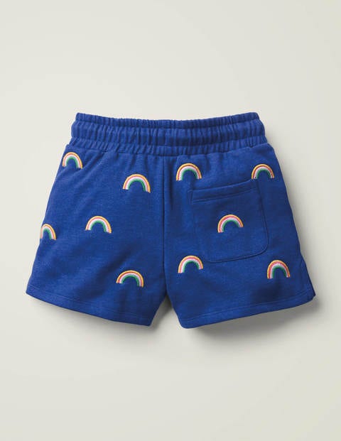 Jersey Embroidered Shorts - Bright Blue Rainbows Jersey Embroidered Shorts - Bright Blue Rainbows