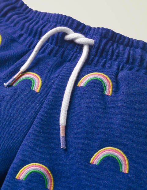Jersey Embroidered Shorts - Bright Blue Rainbows Jersey Embroidered Shorts - Bright Blue Rainbows