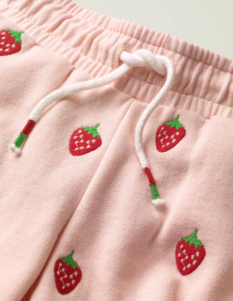 Bestickte Jersey-Shorts - Delfinrosa, Erdbeeren Bestickte Jersey-Shorts - Delfinrosa, Erdbeeren