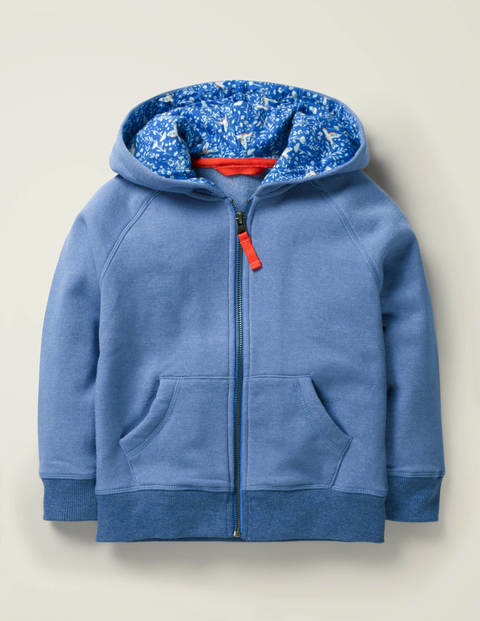 Print Lined Hoodie - Seascape Blue Marl Print Lined Hoodie - Seascape Blue Marl