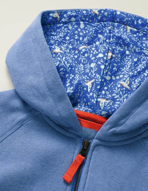 Print Lined Hoodie - Seascape Blue Marl Print Lined Hoodie - Seascape Blue Marl