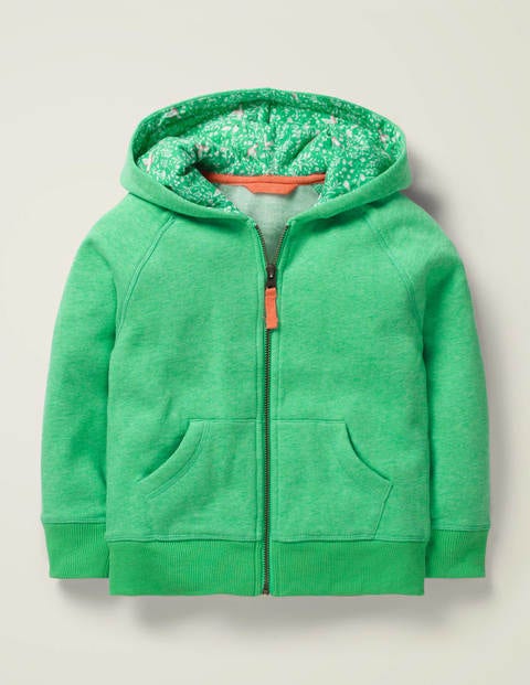 Print Lined Hoodie - Pea Green Marl Print Lined Hoodie - Pea Green Marl