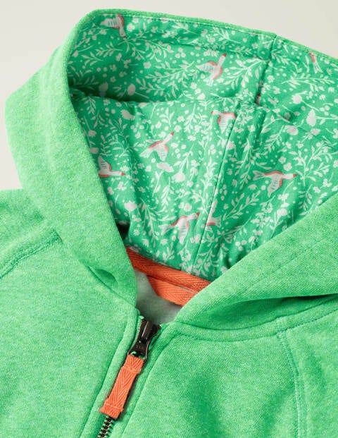 Print Lined Hoodie - Pea Green Marl Print Lined Hoodie - Pea Green Marl