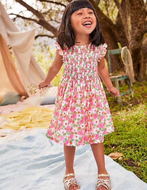Smocked Woven Dress - Boto Pink Berry Bloom Smocked Woven Dress - Boto Pink Berry Bloom