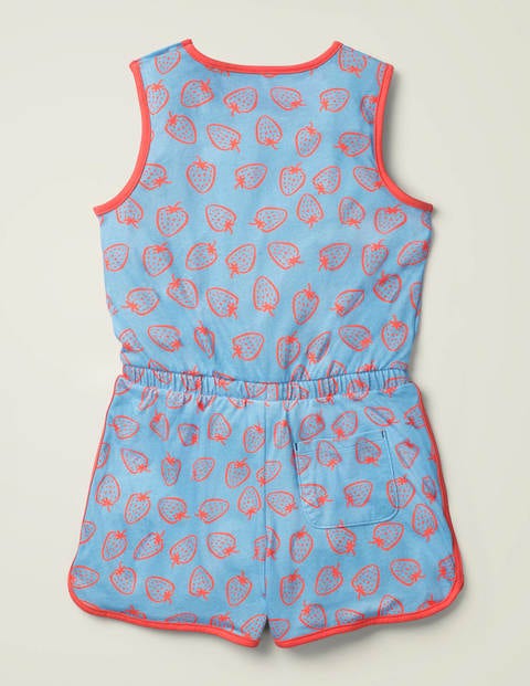 Jersey-Einteiler Mit Taillenschnürung - Surfblau, Gezeichnete Erdbeeren Jersey-Einteiler Mit Taillenschnürung - Surfblau, Gezeichnete Erdbeeren