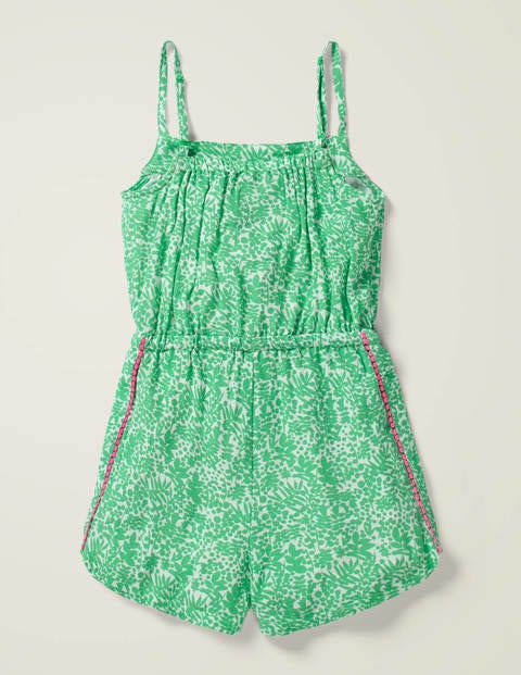 Tassel Tie Woven Playsuit - White/ Pea Green Shadow Bloom Tassel Tie Woven Playsuit - White/ Pea Green Shadow Bloom