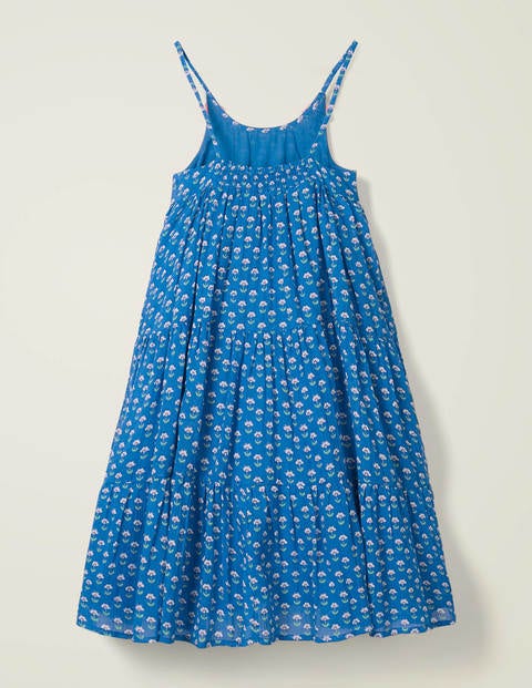 Tiered Tassel Dress - Blue Woodblock Tiered Tassel Dress - Blue Woodblock