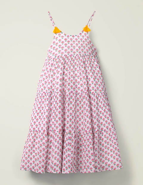 Tiered Tassel Dress - Pop Pansy Woodblock Tiered Tassel Dress - Pop Pansy Woodblock