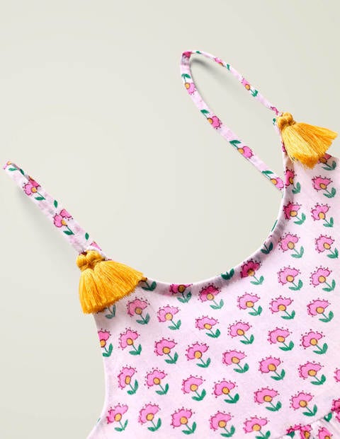 Tiered Tassel Dress - Pop Pansy Woodblock Tiered Tassel Dress - Pop Pansy Woodblock