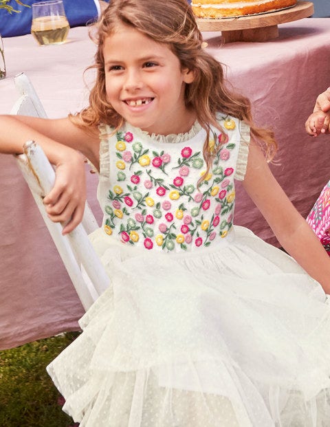 Embroidered Floaty Dress - Ivory Embroidery Embroidered Floaty Dress - Ivory Embroidery