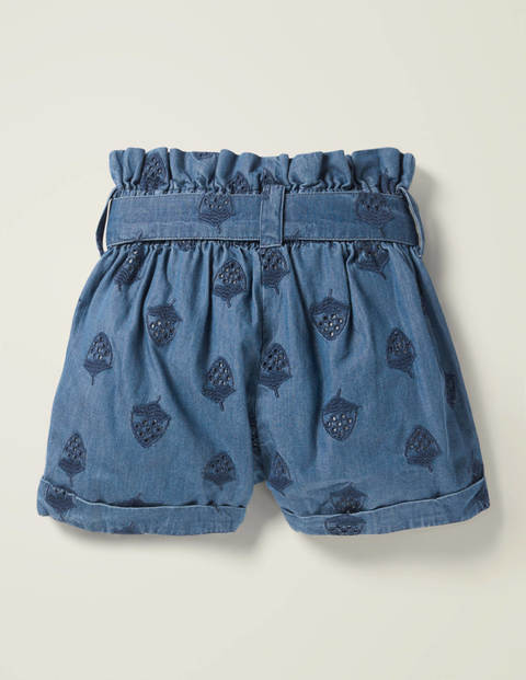 Textured Tie-Waist Shorts - Chambray Textured Tie-Waist Shorts - Chambray