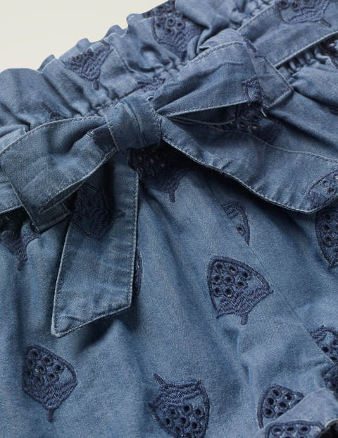 Textured Tie-Waist Shorts - Chambray Textured Tie-Waist Shorts - Chambray