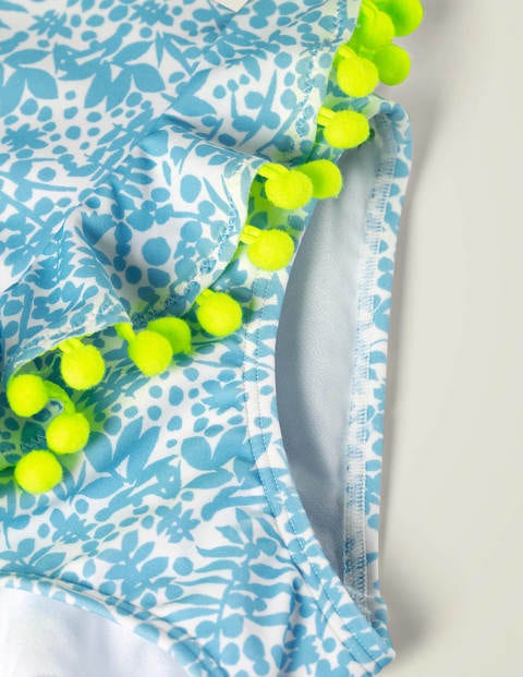Ruffle Long Sleeved Swimsuit - Cloudy Blue Shadow Bloom Ruffle Long Sleeved Swimsuit - Cloudy Blue Shadow Bloom