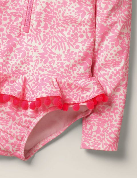 Ruffle Long Sleeved Swimsuit - Ivory/Pink Bloom Shadow Bloom Ruffle Long Sleeved Swimsuit - Ivory/Pink Bloom Shadow Bloom