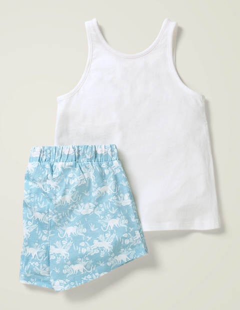 Fröhliches Pyjamaset Mit Tasche - Hellblau, Tropen-Toile Fröhliches Pyjamaset Mit Tasche - Hellblau, Tropen-Toile