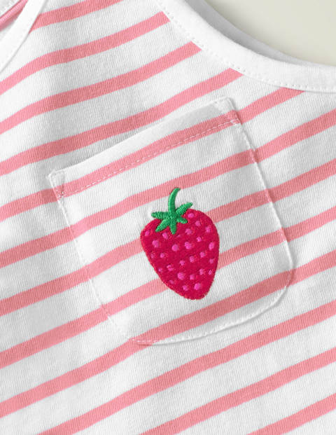 Fröhliches Pyjamaset Mit Tasche - Weiß/Rosa, Erdbeeren Fröhliches Pyjamaset Mit Tasche - Weiß/Rosa, Erdbeeren