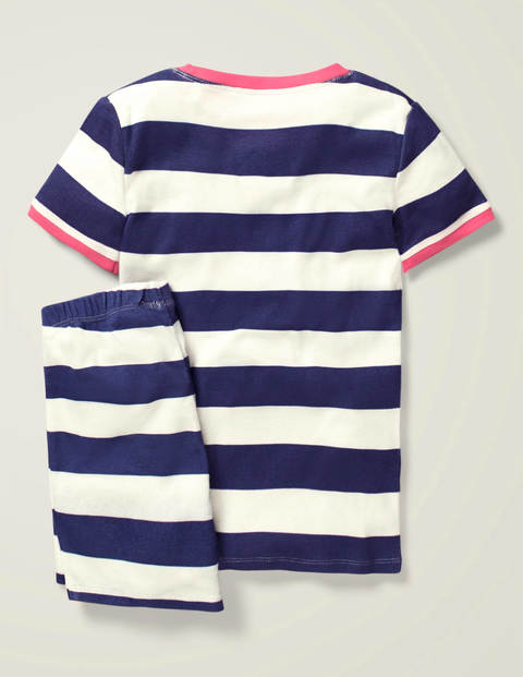 Snug Fun Short John Pyjamas - Violet Blue/White Snug Fun Short John Pyjamas - Violet Blue/White